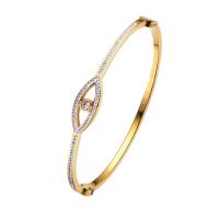 Titanium Steel Bangle, Horse Eye, Vacuum Ion Plating, fashion jewelry & micro pave cubic zirconia & for woman 2.5mm, Inner Approx 58mm 