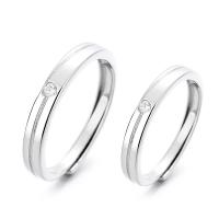 Couple Finger Rings, 925 Sterling Silver, polished, Adjustable & micro pave cubic zirconia, original color 