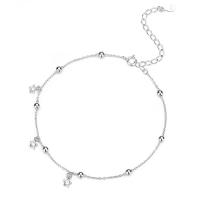 925 Sterling Silver Anklet, silver color plated, fashion jewelry & for woman, silver color, 230mm 