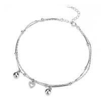 925 Sterling Silver Anklet, silver color plated, micro pave cubic zirconia & for woman, silver color, 230mm 
