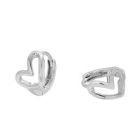 Sterling Silver Huggie Hoop Earring, 925 Sterling Silver, Heart, silver color plated, fashion jewelry & for woman, silver color, 8mm 