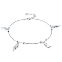 925 Sterling Silver Anklet, Fish Bone, silver color plated, fashion jewelry & for woman, silver color, 240mm 