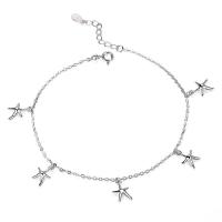 925 Sterling Silver Anklet, Starfish, silver color plated, fashion jewelry & for woman, silver color, 240mm 