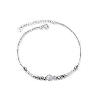 925 Sterling Silver Anklet, silver color plated, fashion jewelry & for woman, silver color, 245mm 