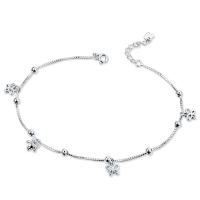 Fashion Jewelry Anklet, 925 Sterling Silver, silver color plated, for woman, silver color, 260mm 