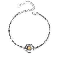 Sterling Silver Bracelets, 925 Sterling Silver, Daisy, polished, fashion jewelry & for woman, original color, 210mm 