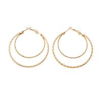Zinc Alloy Hoop Earring, gold color plated, Double Layer & for woman & hollow 