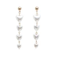 Plastic Pearl Zinc Alloy Earring, with Zinc Alloy, Heart, gold color plated, fashion jewelry & for woman 