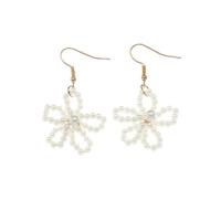 Plastic Pearl Zinc Alloy Earring, with Zinc Alloy, Flower, gold color plated, for woman & hollow 