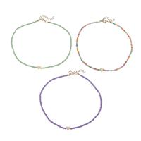 Glass Seed Beads Necklace, with Zinc Alloy, with 1.96inch extender chain, Heart, gold color plated, three pieces & for woman, multi-colored Approx 15.6 Inch 