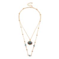 Evil Eye Jewelry Necklace, Zinc Alloy, with 1.96inch extender chain, gold color plated, Double Layer & for woman & with rhinestone Approx 15.5 Inch, Approx  21.2 Inch 
