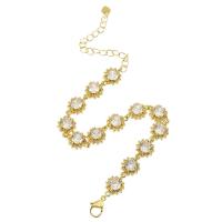 Cubic Zirconia Micro Pave Brass Bracelet, gold color plated, micro pave cubic zirconia & for woman Approx 10 Inch 