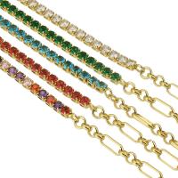 Cubic Zirconia Micro Pave Brass Bracelet, gold color plated, micro pave cubic zirconia & for woman Approx 9 Inch 