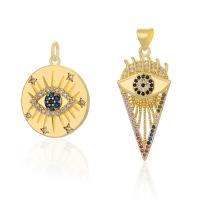Cubic Zirconia Micro Pave Brass Pendant, gold color plated, fashion jewelry & micro pave cubic zirconia & for woman 