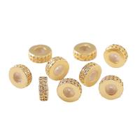 Brass Positioning Bead, with Silicone, 18K gold plated, micro pave cubic zirconia, 9mm 