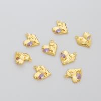 Cubic Zirconia Brass Pendants, Heart, 18K gold plated, DIY & micro pave cubic zirconia 