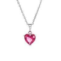 Copper Alloy Necklace, Heart, fashion jewelry & for woman & with rhinestone 15mm Approx 17.95 Inch 