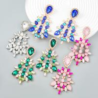 Zinc Alloy Rhinestone Drop Earring, fashion jewelry & for woman & with glass rhinestone & with rhinestone 