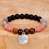 Gemstone Bracelets, Zinc Alloy, with Gemstone, Tree, Natural & fashion jewelry & for woman, multi-colored, 15mm cm 