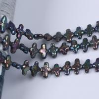 Keshi Cultured Freshwater Pearl Beads, Cross, DIY, black Approx 38 