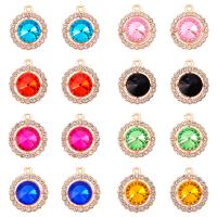 Crystal Zinc Alloy Pendants, with Crystal, Round, gold color plated, Unisex & with rhinestone Approx 
