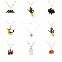 Halloween-Halskette, Zinklegierung, goldfarben plattiert, Design für Halloween & verschiedene Stile für Wahl & für Frau & Emaille, keine, Länge:15.75 ZollInch, verkauft von PC