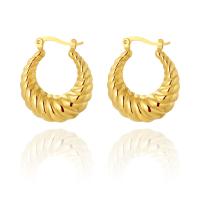 Titanium Steel Earrings, 14K gold plated, fashion jewelry & for woman, golden 