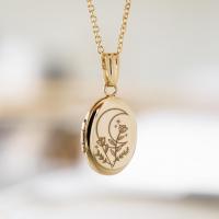 Fashion Locket Necklace, Brass, with 1.97inch extender chain, 14K gold plated, with photo locket & for woman, golden Approx 15.75 Inch 