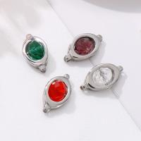 Stainless Steel Charm Connector, 304 Stainless Steel, with Crystal, DIY, original color 