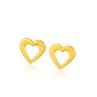 Zinc Alloy Stud Earring, Heart, gold color plated, fashion jewelry & for woman & hollow, golden 
