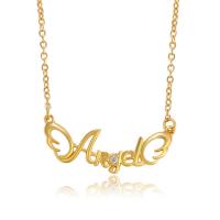 Rhinestone Zinc Alloy Necklace, with 5cm extender chain, Alphabet Letter, gold color plated, fashion jewelry & adjustable & for woman & with rhinestone, golden, 10mm cm 
