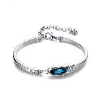 Cupronickel Bangle, with Crystal, platinum plated, Adjustable & for woman, original color 