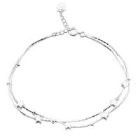 Cupronickel Anklet, platinum plated, Double Layer & for woman, original color, 250mm 
