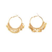boucles d'oreilles cerceau en alliage zinc, alliage de zinc, étoile, Placage de couleur d'or, bijoux de mode & pour femme Vendu par paire