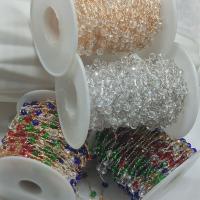 Латунная цепочка-шарики, Латунь, с Кристаллы, Другое покрытие, DIY, Много цветов для выбора, 4mm, продается м