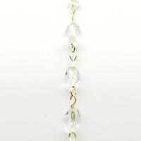 Brass Ball Chain, with Crystal, gold color plated, DIY, clear 