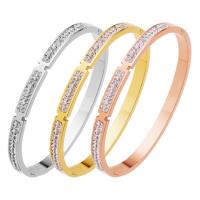 Titanium Steel Bangle, Donut, Vacuum Ion Plating, fashion jewelry & Unisex & micro pave cubic zirconia 5mm, Inner Approx 60mm 