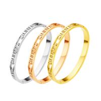 Titanium Steel Bangle, Donut, Vacuum Ion Plating, fashion jewelry & with roman number & Unisex 6mm, Inner Approx 58mm 