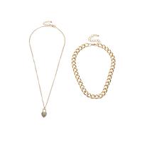 Rhinestone Zinc Alloy Necklace, Lock, gold color plated, Double Layer & for woman & with rhinestone Approx 20.7 Inch, Approx  15.3 Inch 