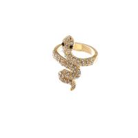 Anillo de dedo de aleación de Zinc, Serpiente, chapado, ajustable & para mujer & con diamantes de imitación, más colores para la opción, tamaño:8, Vendido por UD