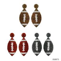 Glass Seed Beads Earring, Seedbead, with Microfiber PU, Rugby Ball, Bohemian style & for woman 