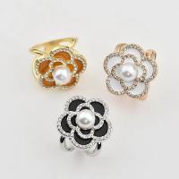 Scarf Buckle, Zinc Alloy, with Plastic Pearl, Flower, plated, for woman & enamel & with rhinestone 17-21mm 