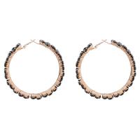 Zinc Alloy Rhinestone Hoop Earring, with Glass Rhinestone, gold color plated, fashion jewelry & for woman 