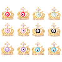 Evil Eye Earrings, Brass, Crown, real gold plated, fashion jewelry & micro pave cubic zirconia & for woman & enamel 