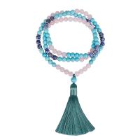Fashion Fringe Necklace, Gemstone, with Polyester Yarns, Natural & fashion jewelry & for woman, multi-colored, 90mm cm 