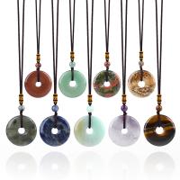 Gemstone Necklaces, Wax Cord, with Gemstone, fashion jewelry & for woman 30mm cm 