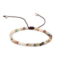 Gemstone Bracelets, Wax Cord, with Gemstone & Brass, fashion jewelry & for woman & faceted, multi-colored cm 
