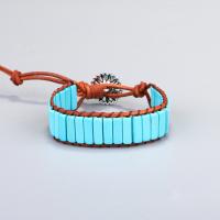 Gemstone Bracelets, cowhide cord, with Gemstone & 304 Stainless Steel, fashion jewelry & for woman cm 