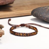 Tiger Eye Stone Bracelets, Wax Cord, with Tiger Eye, fashion jewelry & for woman, multi-colored cm 