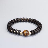 Gemstone Bracelets, Elastic Thread, with Coco & Tiger Eye & Brass, fashion jewelry & for woman, two different colored cm 